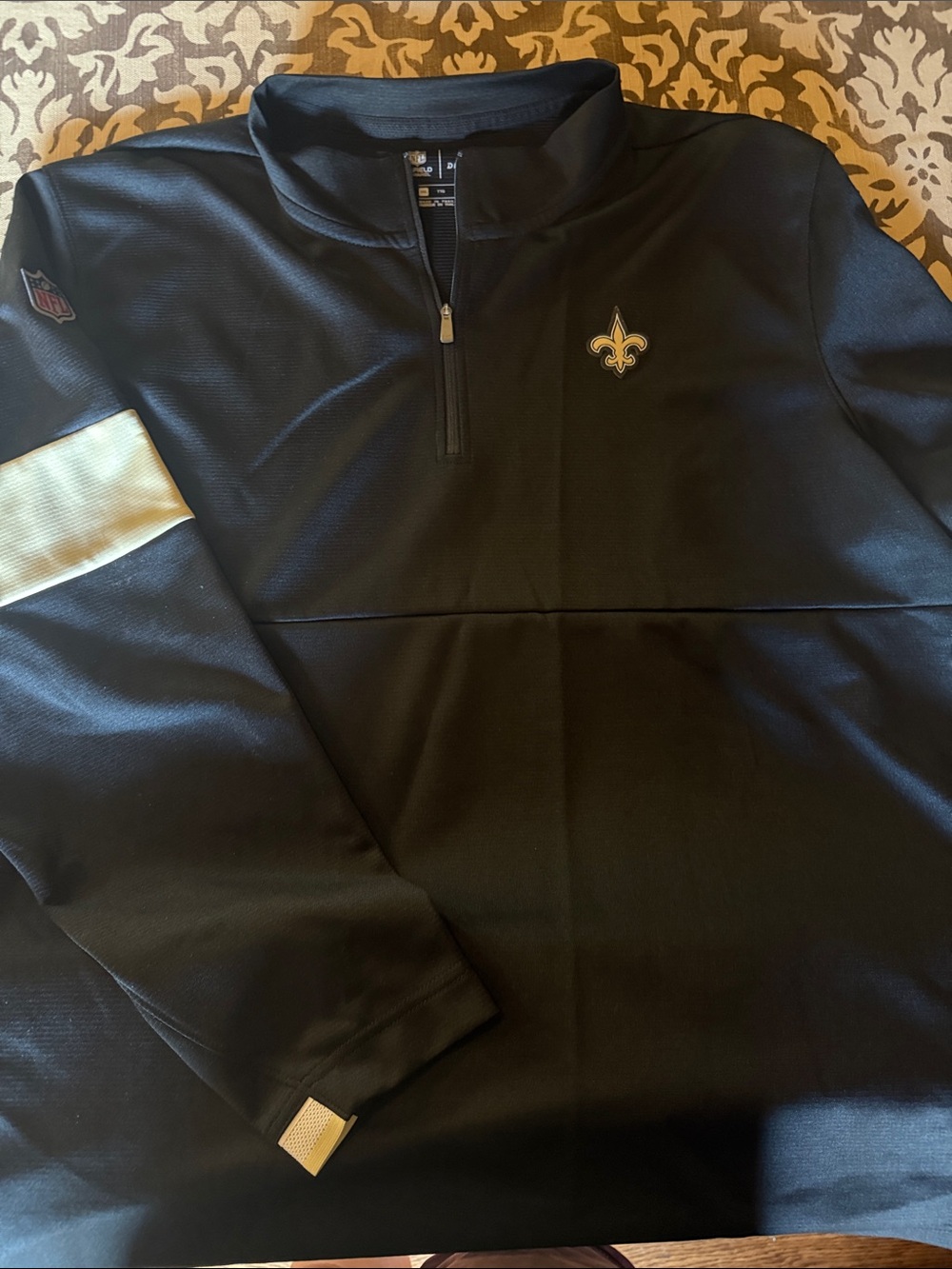Nfl Nike dry fit New Orleans Saints Black Quarter-Zip Pullover Sweater